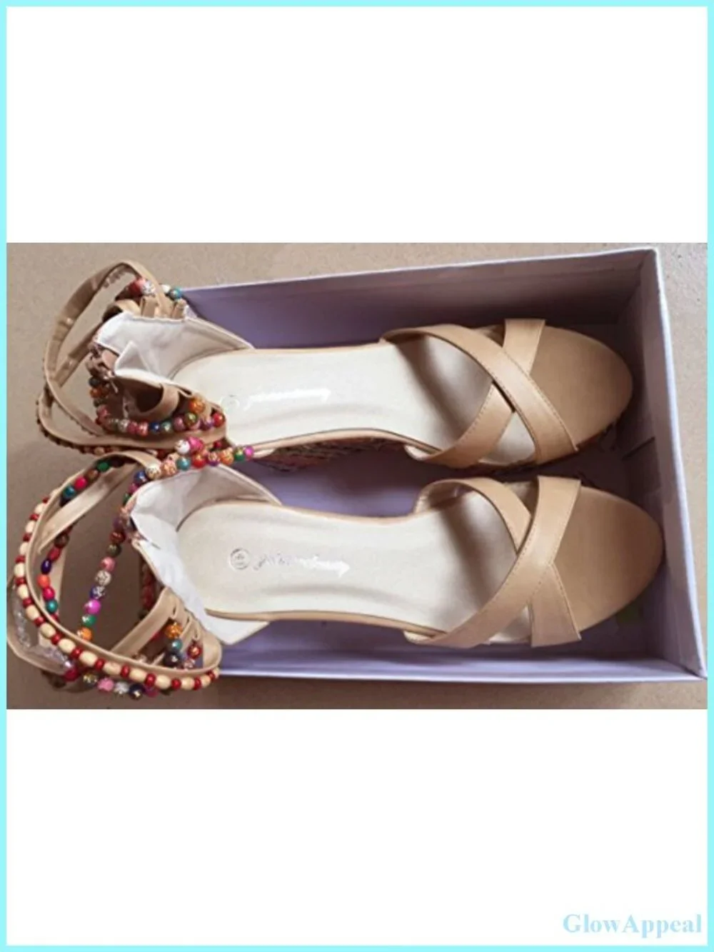 Women's Wedge Platform Sandals 4in Heel Lace Rhinestone Tassel Ankle Strap